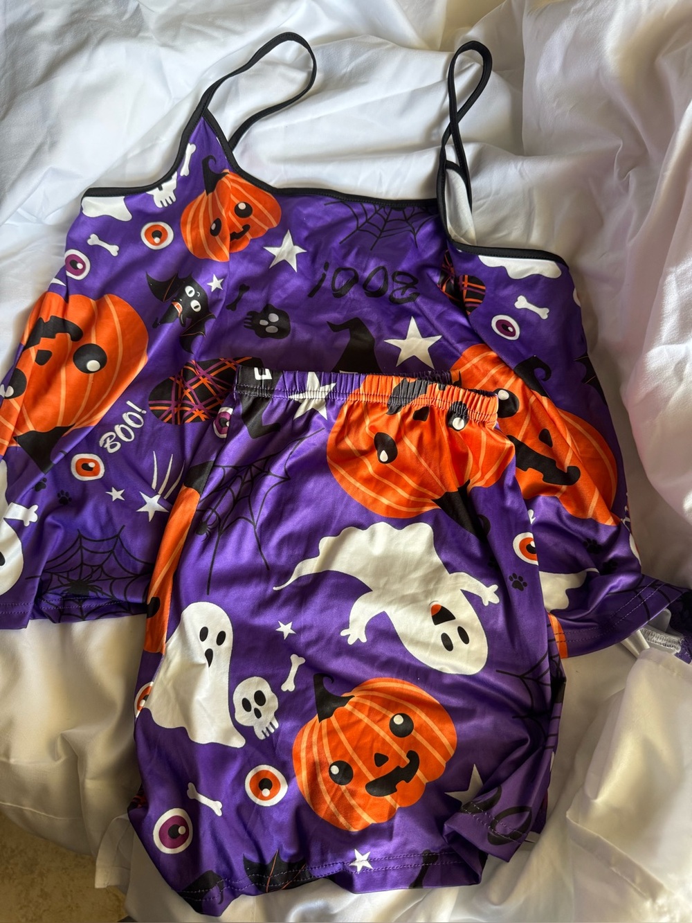 Halloween Purple Pumpkin & Ghost pajama Set